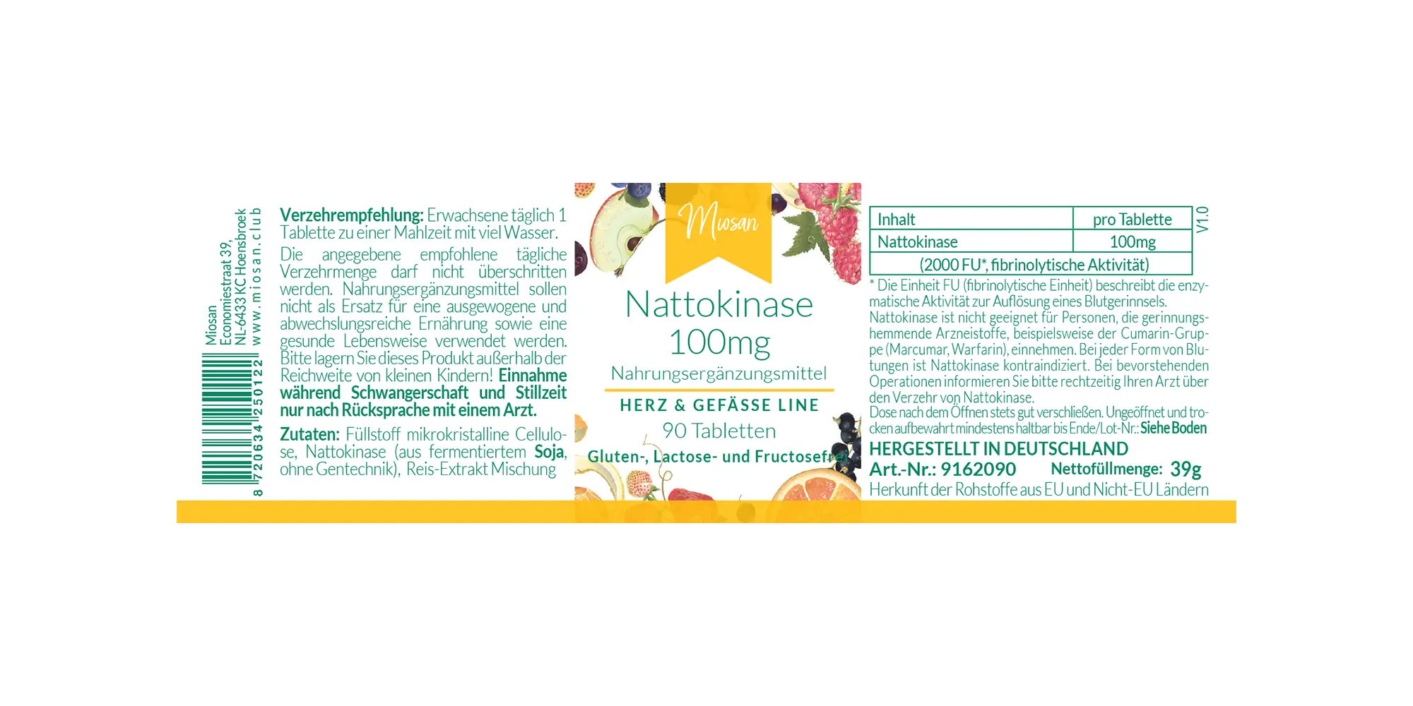 Nattokinase 100 mg- 90 Tabletten | Miosan