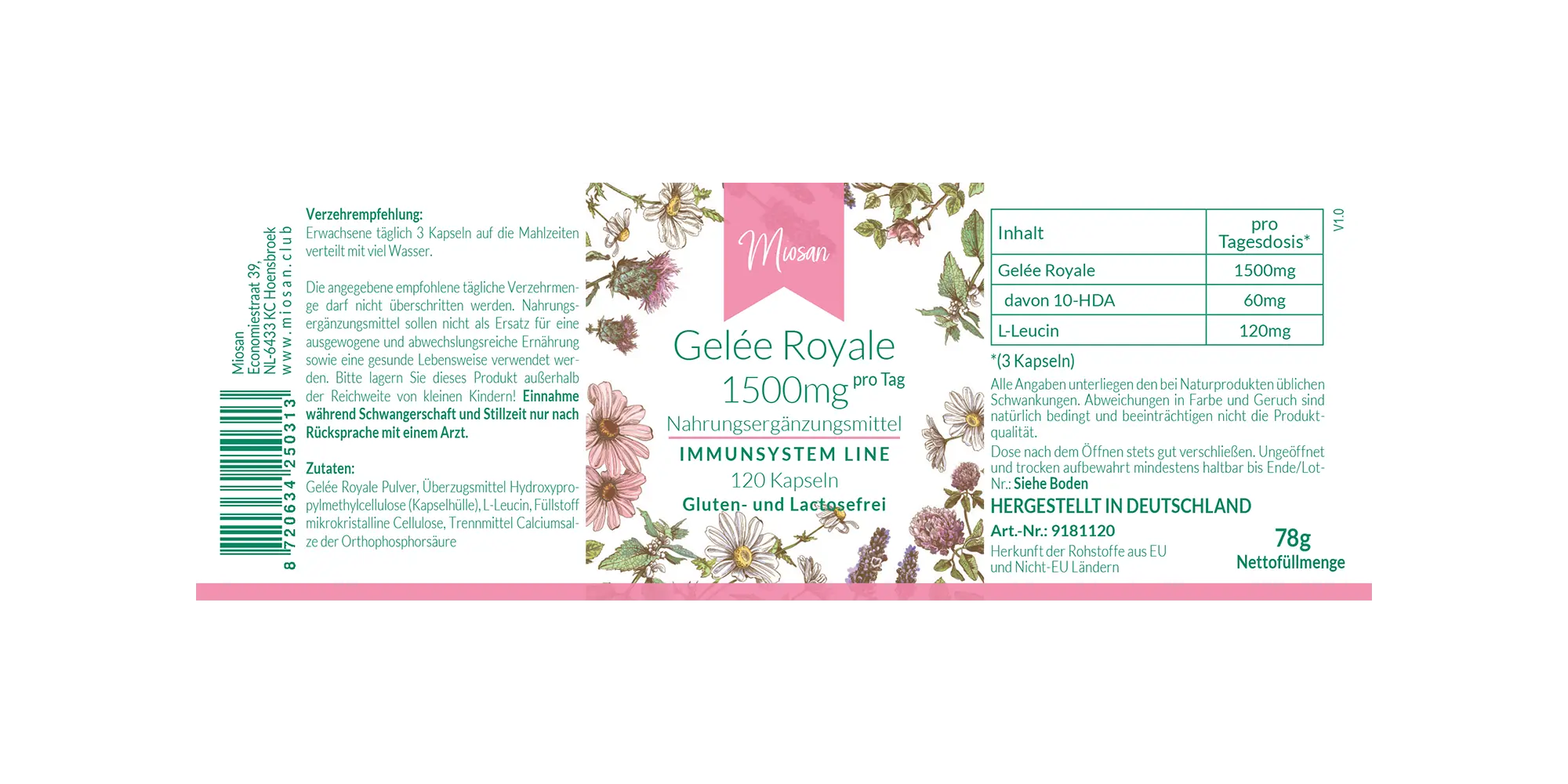 Gelée Royale 1500 mg - 120 Kapseln | Miosan
