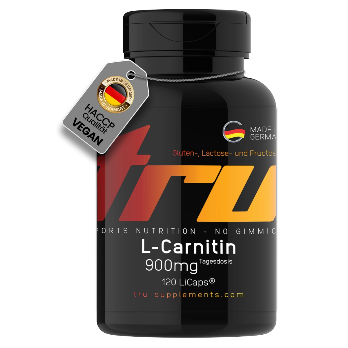 TRU L-Carnitin 900 mg Tagesdosis - 120 LiCaps – Schluckfreundlich - Energie & Fettstoffwechsel | TRU Supplements