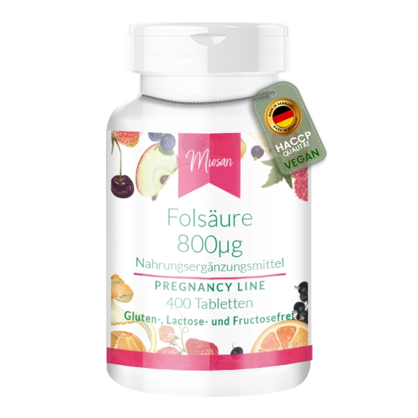 Folsäure 800µg - 400 Tabletten - für Schwangerschaft | Miosan