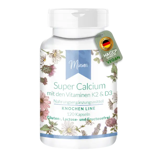 Super Calcium mit Vitaminen K2 & D3- 120 Kapseln | Miosan