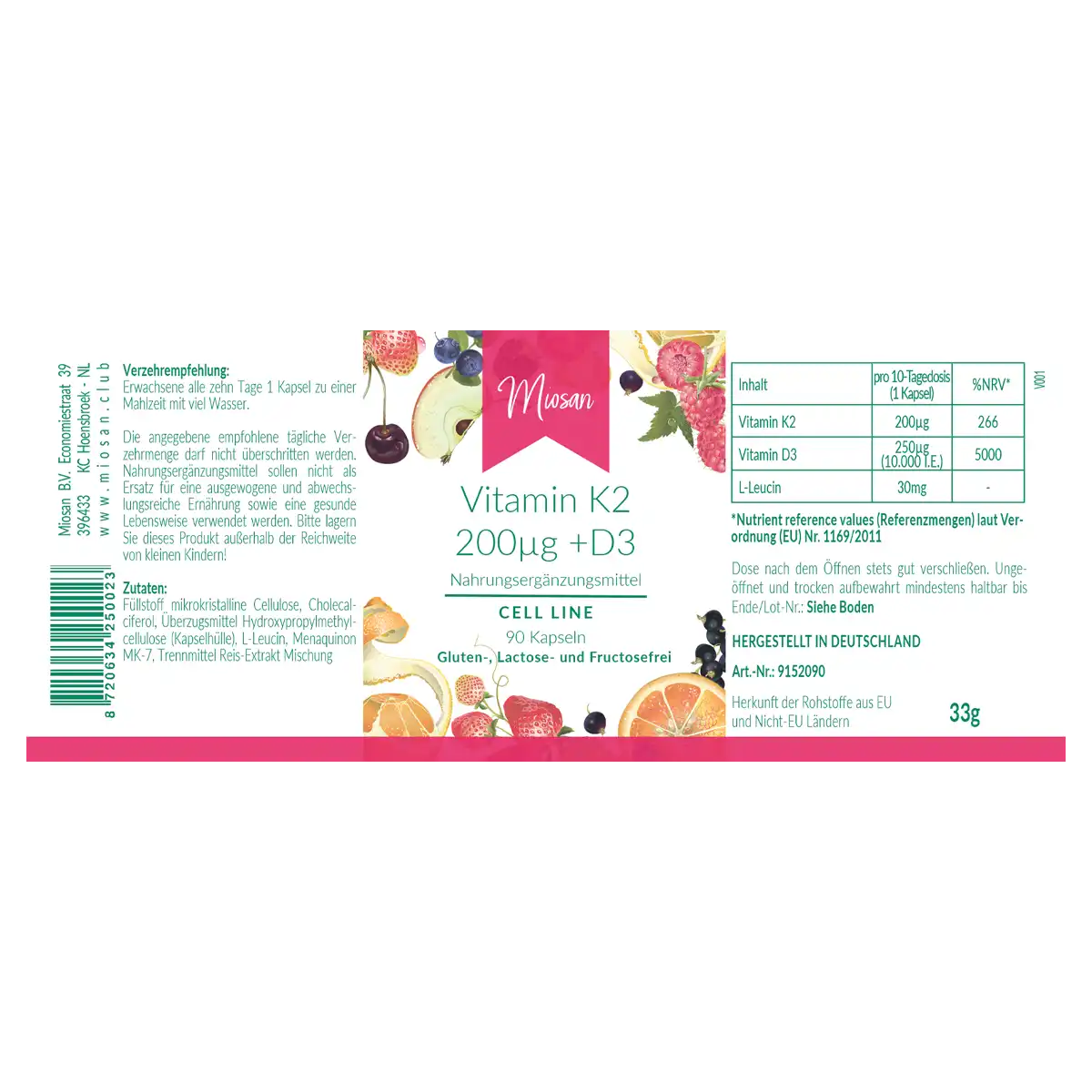 Vitamin K2 200µg+D3 | Miosan