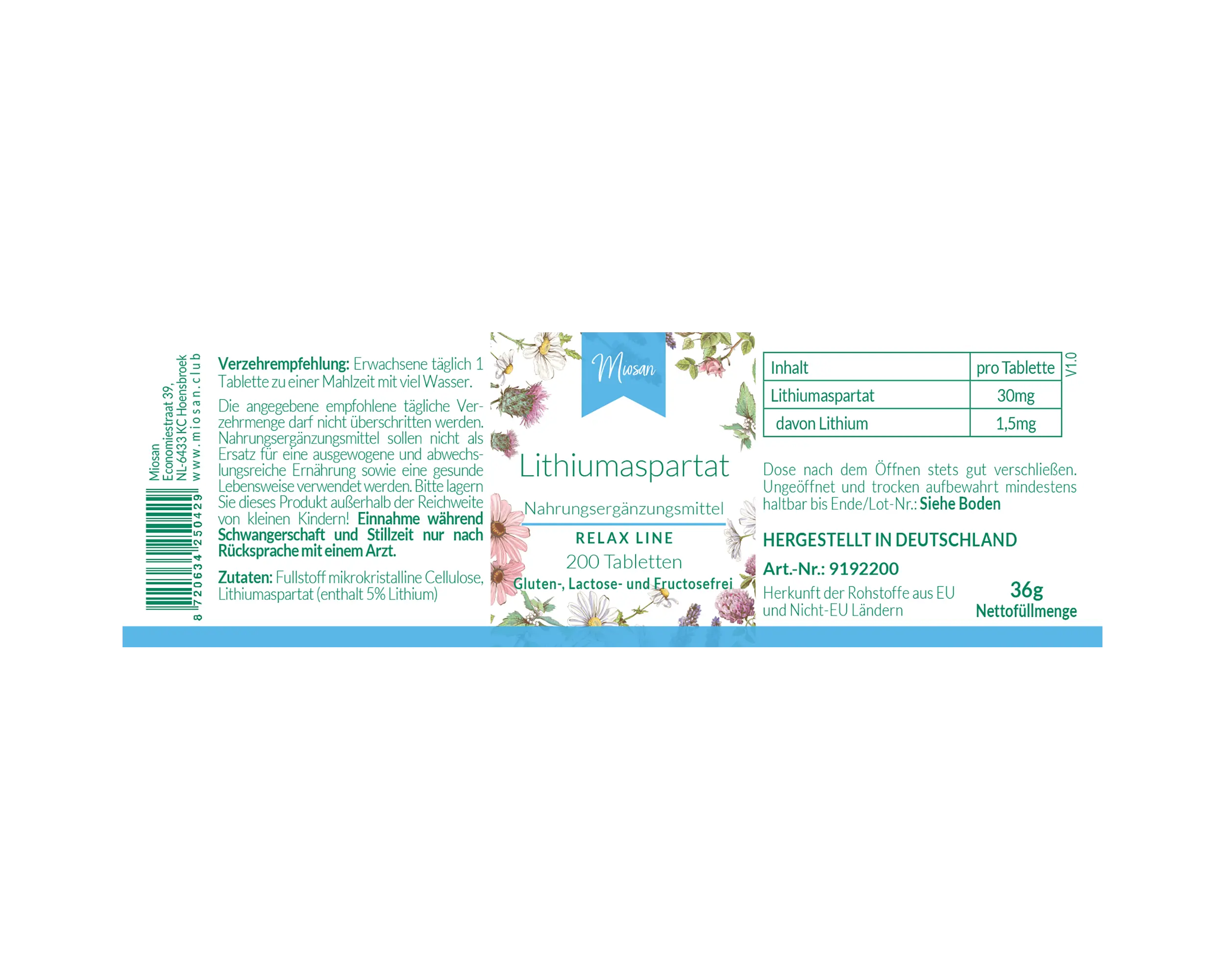 Lithiumaspartat- 200 Tabletten | Miosan